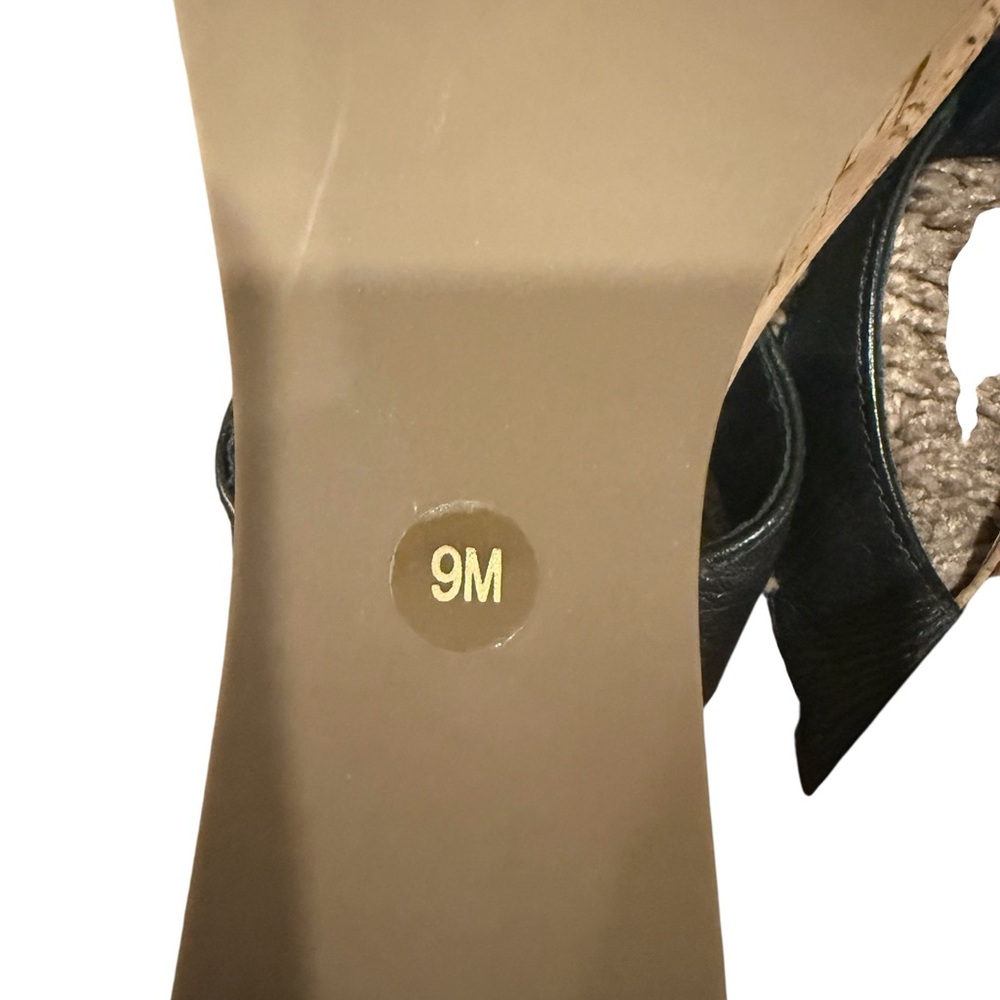 Tory Burch Black Leather Cork Flip Flop Sandals - Picture 5 of 6